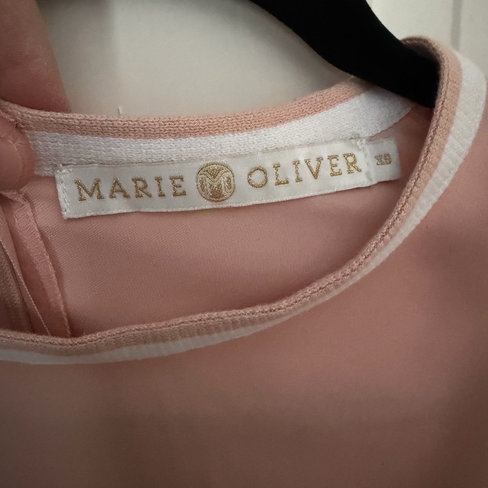 Marie Oliver Blush Pink Blouse with White Trim - Picture 3 of 5